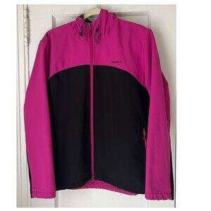 Women's Jacket Reebok  Size Xl. Long Sleeve Zip Up Hooded Jacket Pink Black